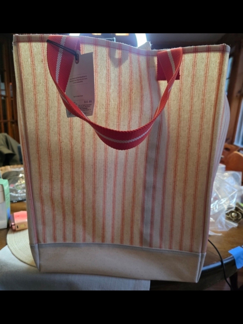 Hearth & Hand Red-Striped Canvas Tote